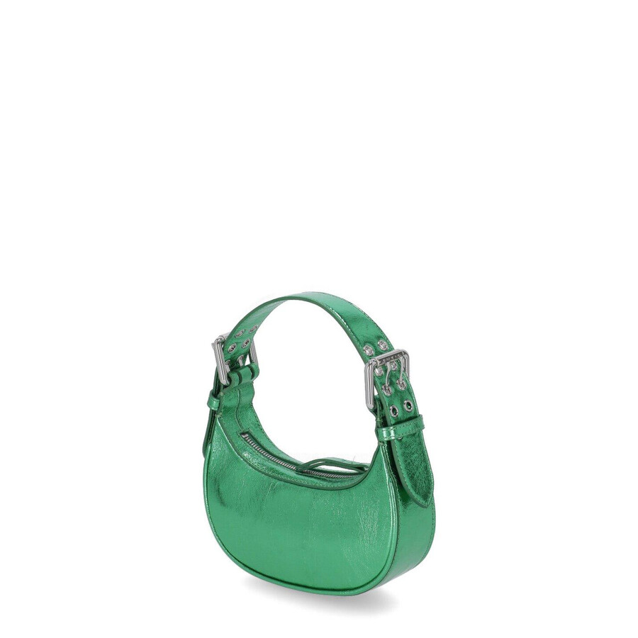 By Far Metallic Zipped Shoulder Bag In Green