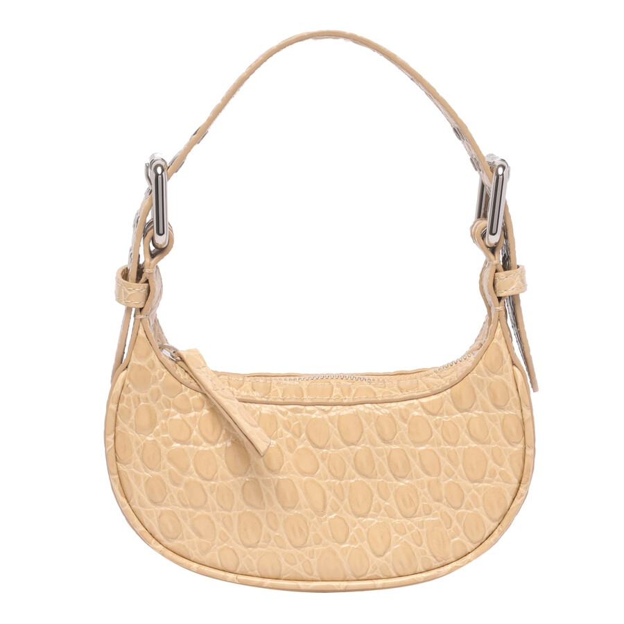 By Far Mini Soho Croco Shoulder Bag In Sand