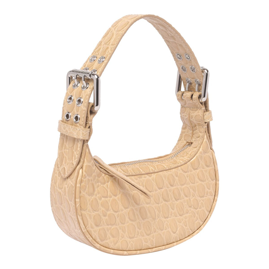 By Far Mini Soho Croco Shoulder Bag In Sand