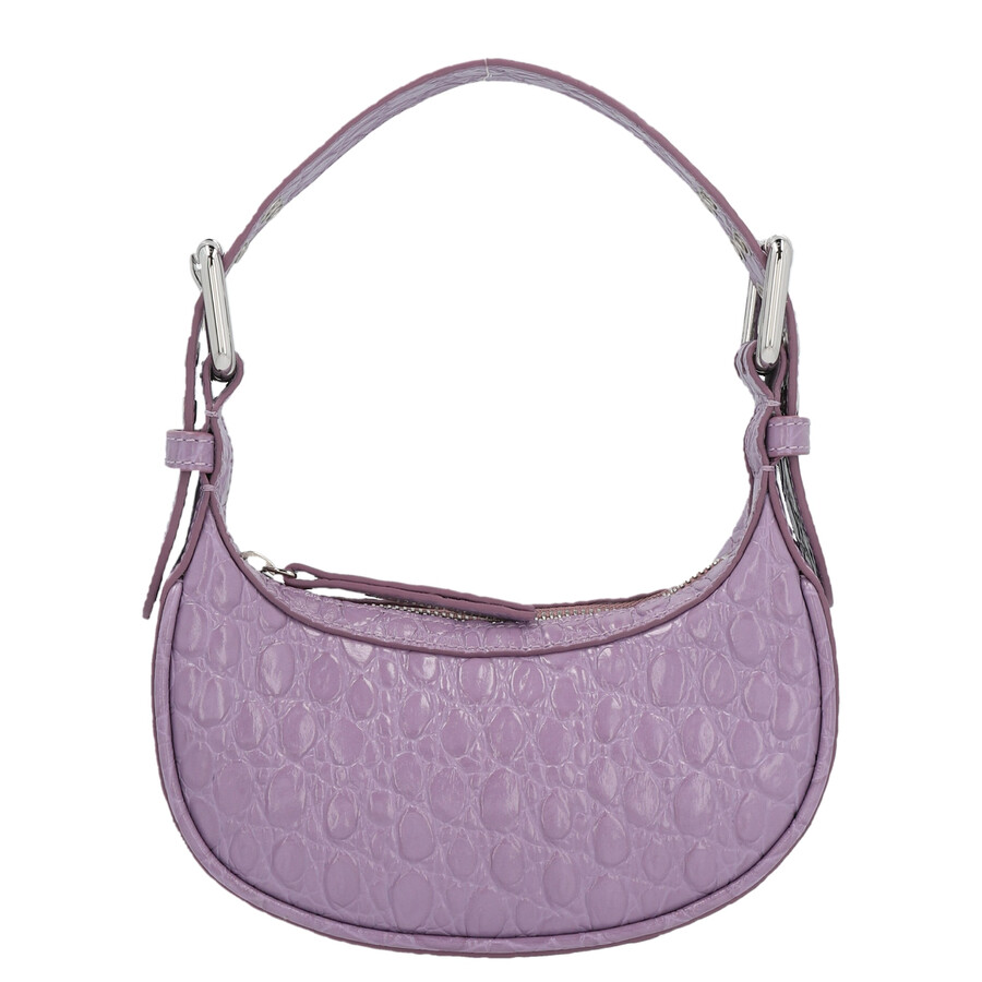 By Far Mini Soho Croco Embossed Leather Shoulder Bag In Purple