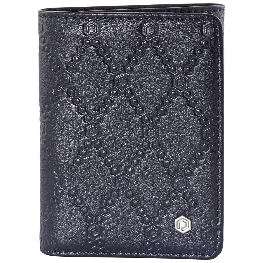 Picasso And Co C Double Fold Leather Wallet- Navy Blue In Blue