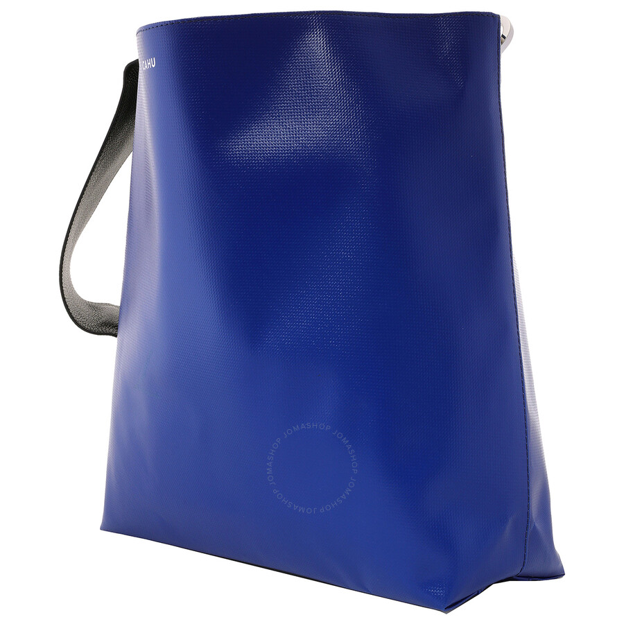 Cahu Blue Leather Tote Bag In Blue