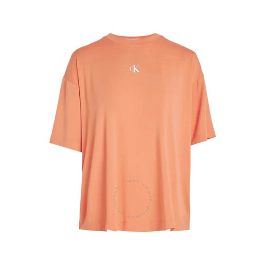 Calvin Klein Back-logo Printed Short Sleeves T-shirt In Orange