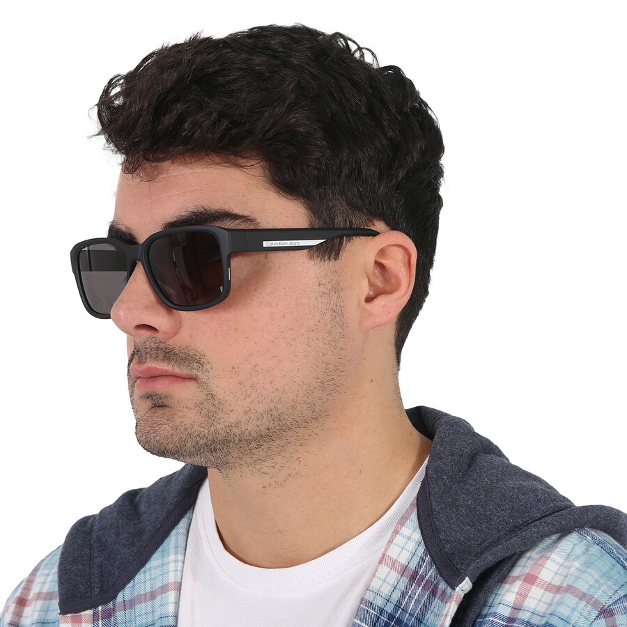Calvin Klein Black Rectangular Men's Sunglasses Ckj21631s 002 56 In Black