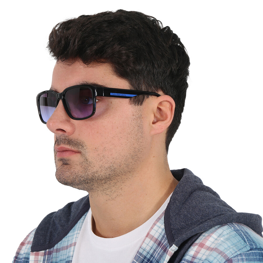 Calvin Klein Blue Gradient Rectangular Men's Sunglasses Ckj21631s 001 56 In Blue