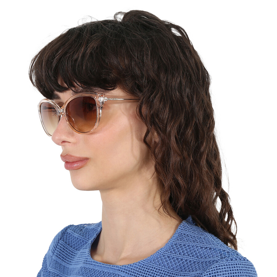 Calvin Klein Brown Cat Eye Ladies Sunglasses Ck19534s 270 58 In Beige / Brown