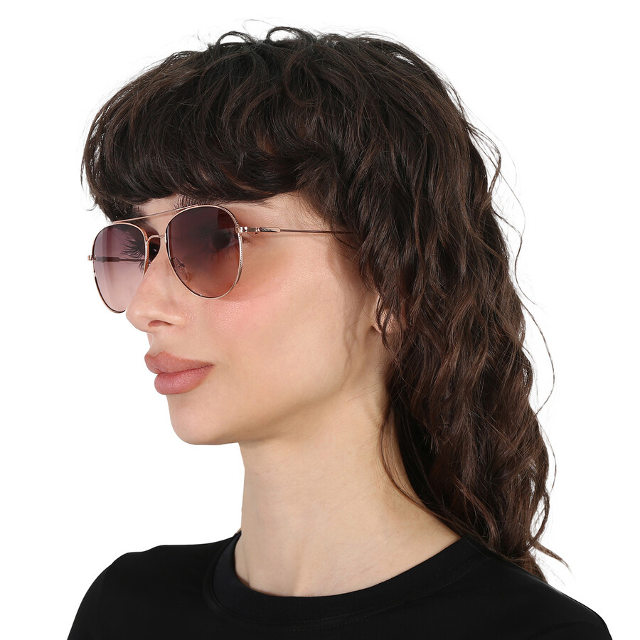 Calvin Klein Brown Pilot Ladies Sunglasses Ck20120s 780 55 In Brown / Rose