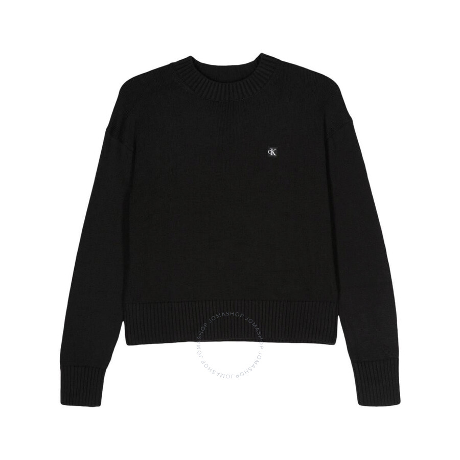 Calvin Klein Logo-appliqué Cotton Jumper In Black