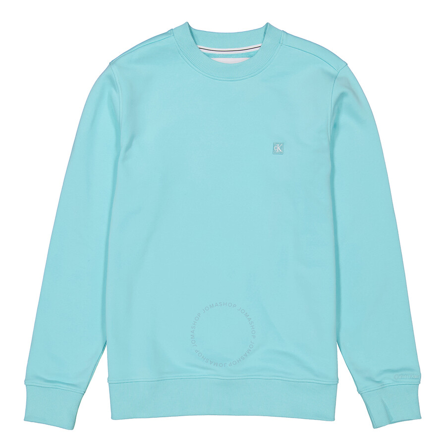 Calvin Klein Cotton Terry Badge Sweatshirt In Blue