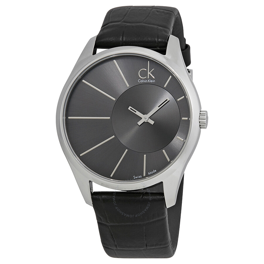 Calvin Klein Deluxe Grey Dial Black Leather Men's Watch K0S21107