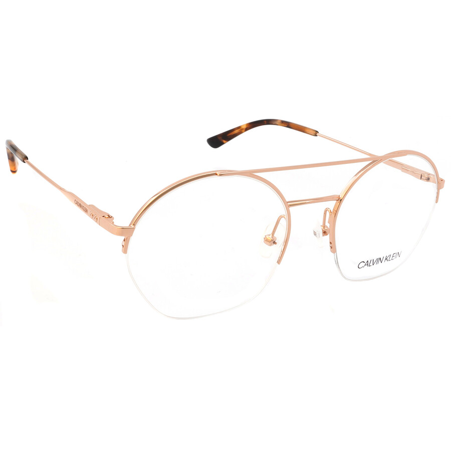 Calvin Klein Demo Round Unisex Eyeglasses Ck20110 780 52 In Gold / Rose / Rose Gold