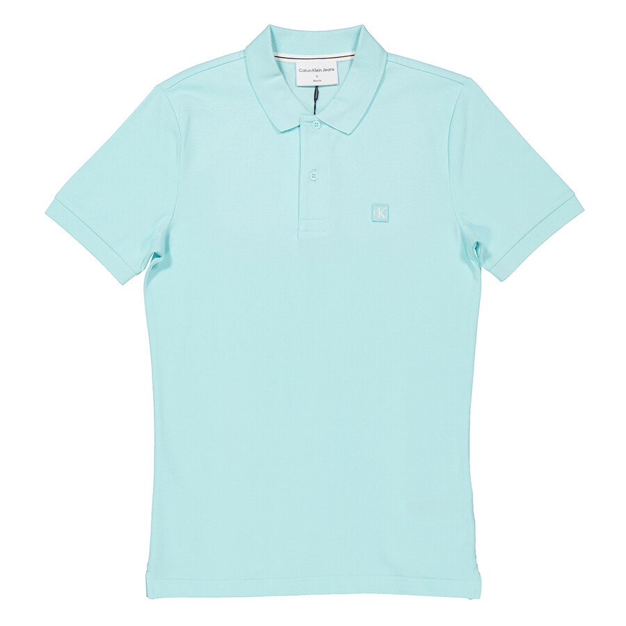 Calvin Klein Embro Badge Short Sleeve Polo Shirt In Blue