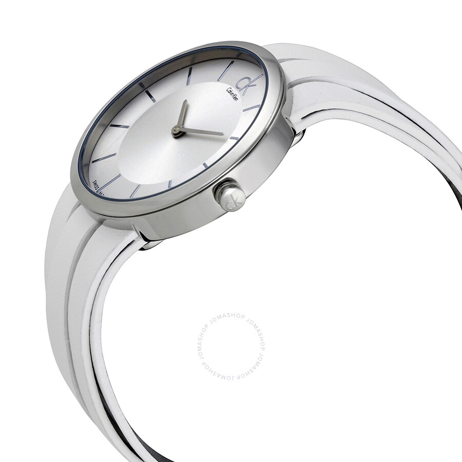 Calvin Klein Extent White Dial White Leather Ladies Watch K2R2M1K6 Calvin Klein Watches