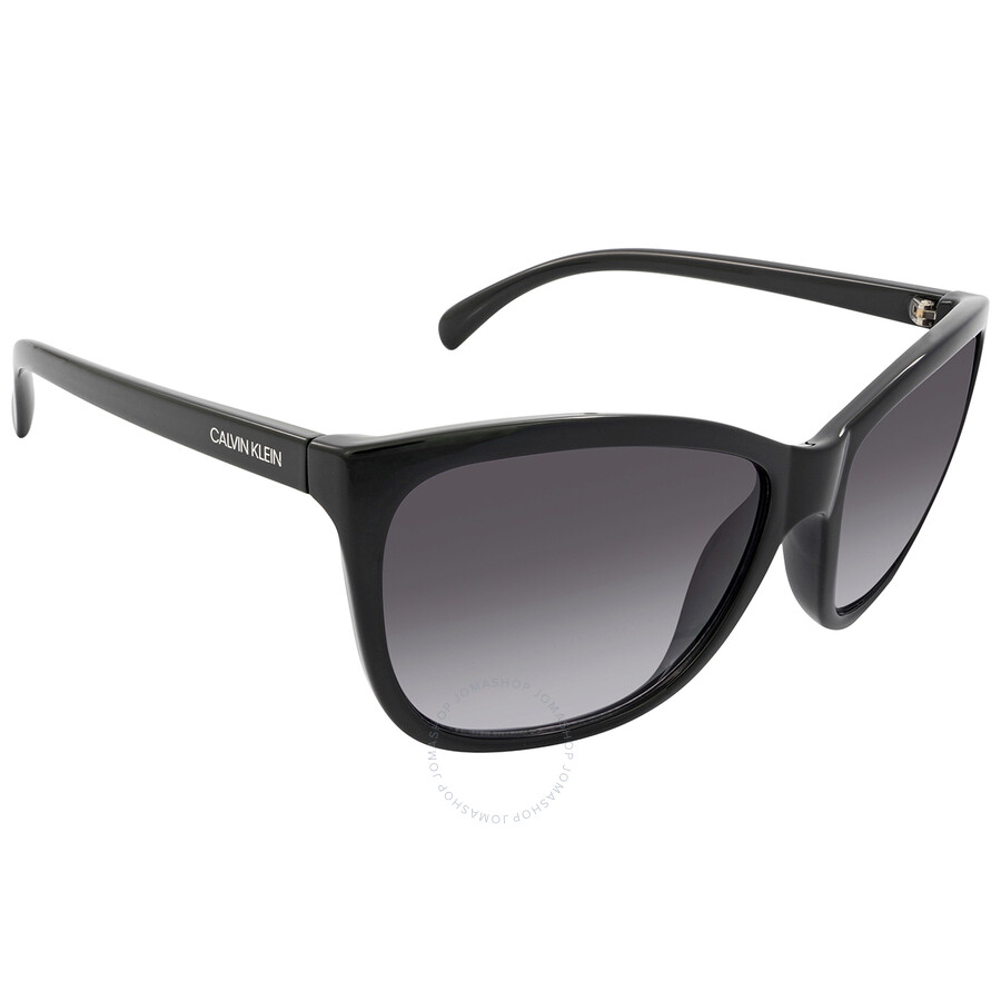 Calvin Klein Grey Gradient Oversized Ladies Sunglasses Ck19565s 001 60 In Black / Grey