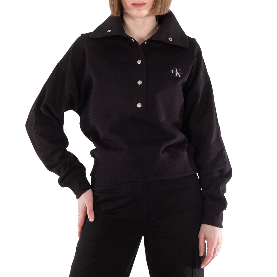 Label Polo Collar Sweatshirt