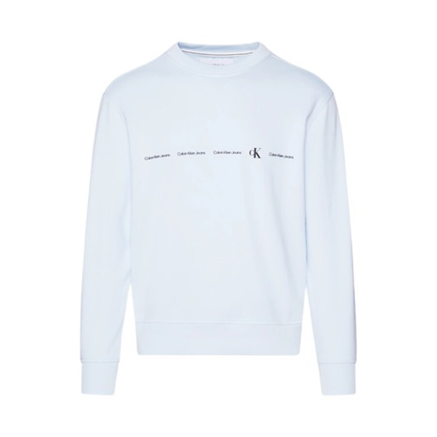 Calvin Klein Logo Repeat Crewneck Sweatshirt In Blue