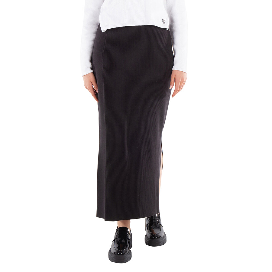 Ribbed Monogram Logo Sweater Maxi Skirt