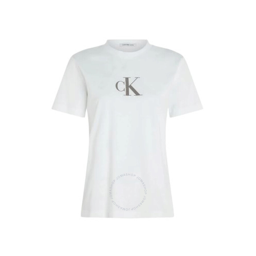 Calvin Klein Sequin Logo T-shirt In White