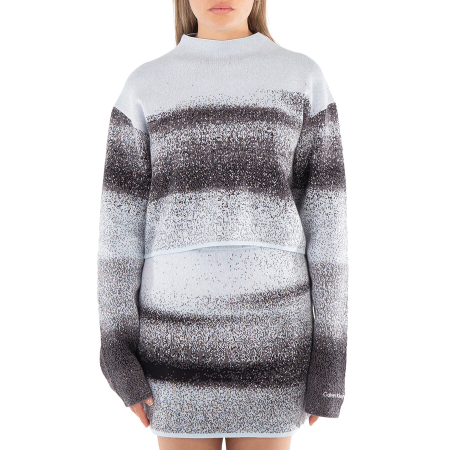 Spray Jacquard Cotton Sweater, Size Large