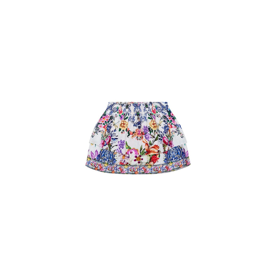 Girls Blue Mini Skirt With Baby Locked Edges