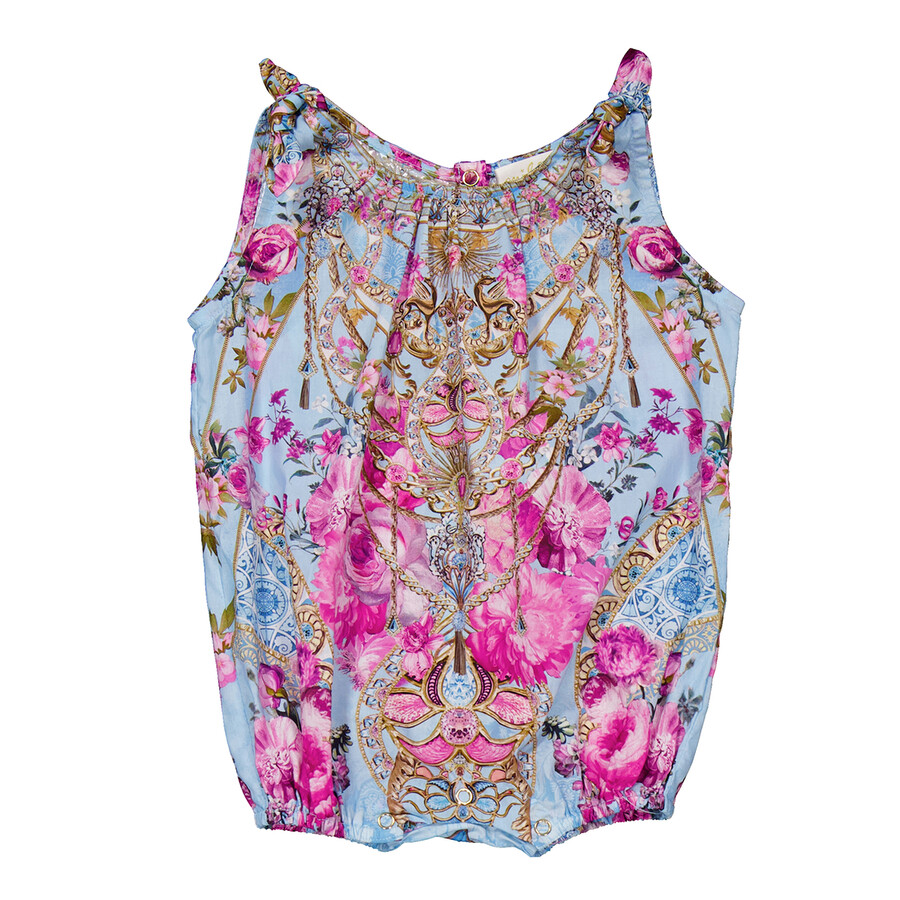 Girls Blue Tie Shoulder Romper