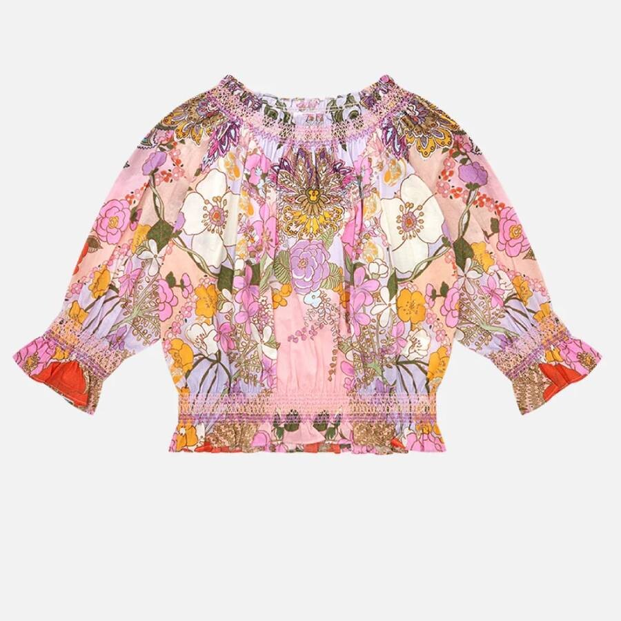 Kids Off Shoulder Top With Smocking, Size 12Y