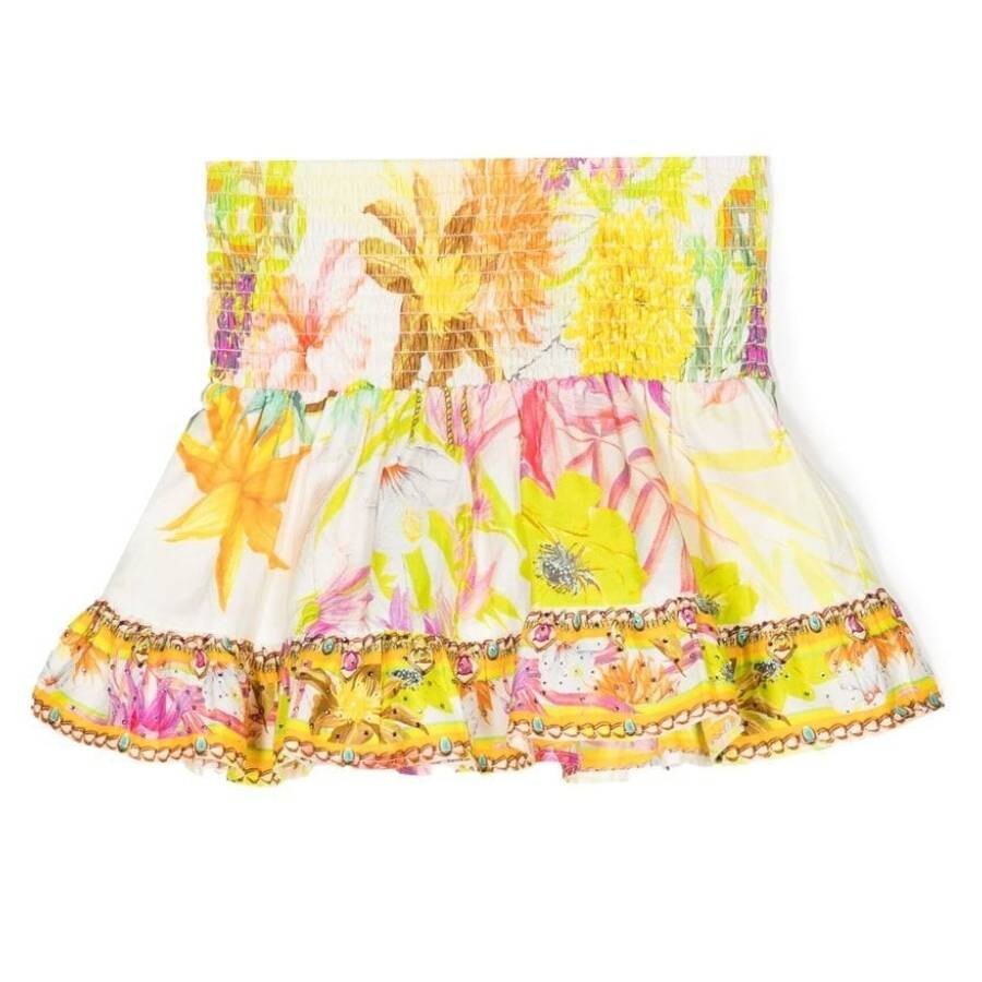 Kids Shirring Waist Cotton Mini Skirt