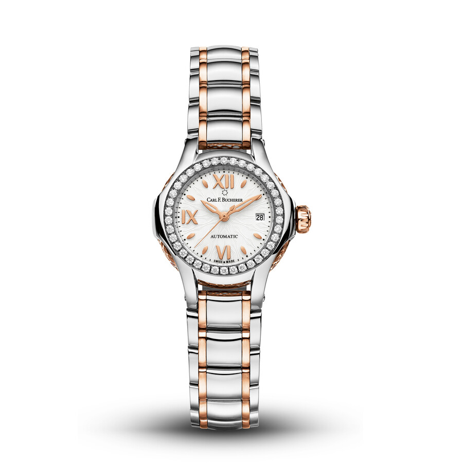 Shop Carl F Bucherer Carl F. Bucherer Pathos Queen Automatic Diamond White Dial Ladies Watch 00.10551.07.25.31 In Gold / Gold Tone / Rose / Rose Gold / Rose Gold Tone / White