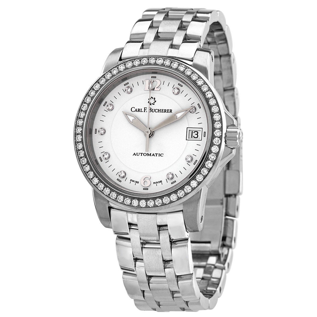 Carl F. Bucherer Patravi Automatic Diamond White Mother of Pearl Dial Watch 00.10622.08.24.31