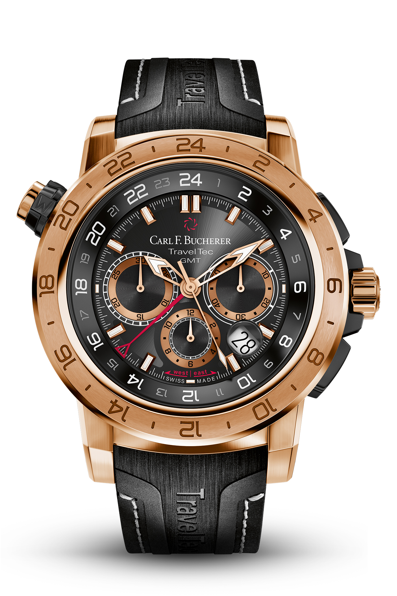 Carl F. Bucherer Patravi Traveltec II Chronograph Automatic Chronometer Black Dial Men's Watch 00.10633.03.33.02