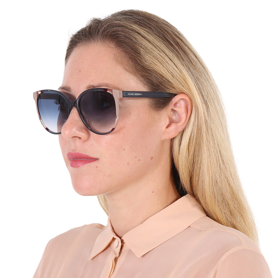Carolina Herrera Blue Shaded Cat Eye Ladies Sunglasses Ch 0063/s 0hbj/08 58 In Blue / Brown / Teal