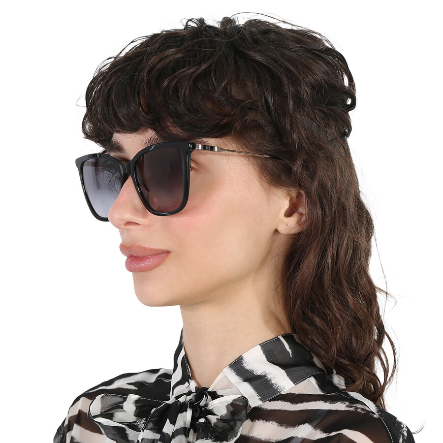 Carolina Herrera Grey Gradient Cat Eye Ladies Sunglasses Ch 0068/s 0807/9o 57 In Black / Grey