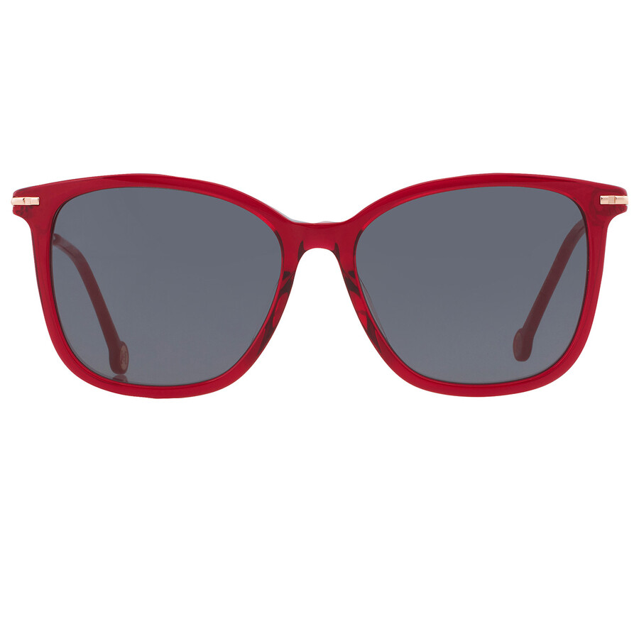 Shop Carolina Herrera Grey Square Ladies Sunglasses Her 0100/g/s 0c9a/ir 56 In Red. / Grey