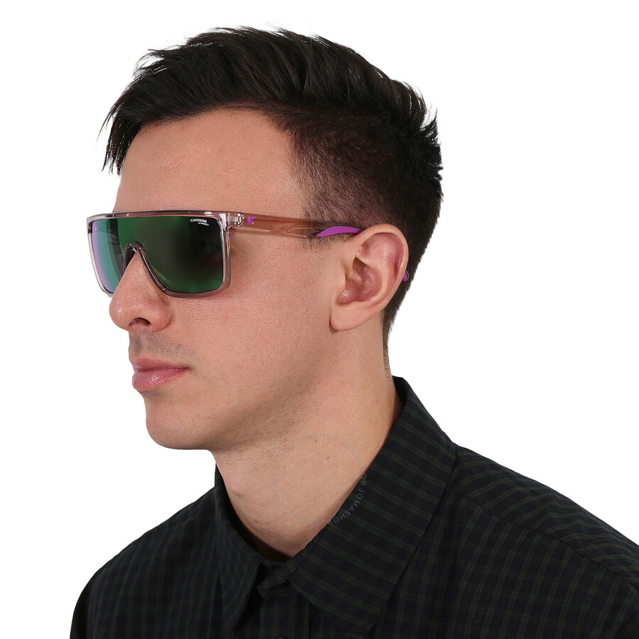 Shop Carrera Violet Green Shield Unisex Sunglasses  8060/s 0ss7/te 99 In Green / Nude / Violet