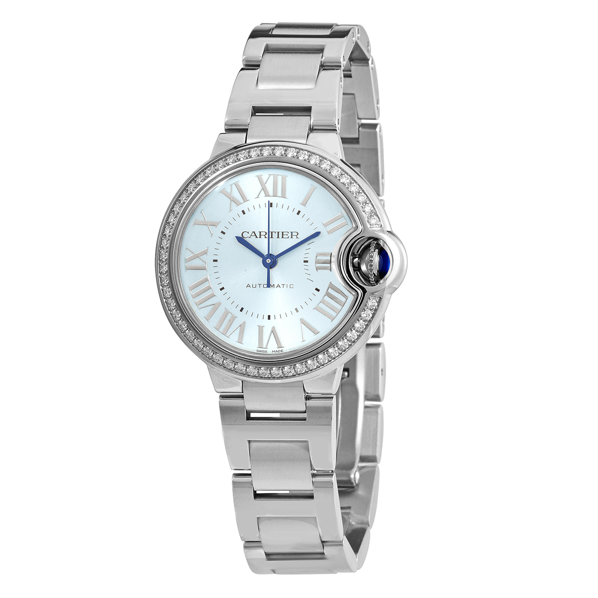 Ballon Bleu 33 mm Automatic Diamond Blue Dial Ladies Watch