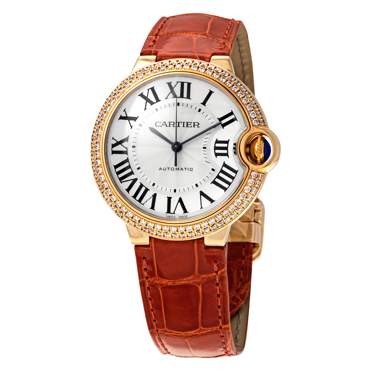 Cartier Ballon Bleu Automatic 18kt Yellow Gold Diamond Ladies Watch WE900451