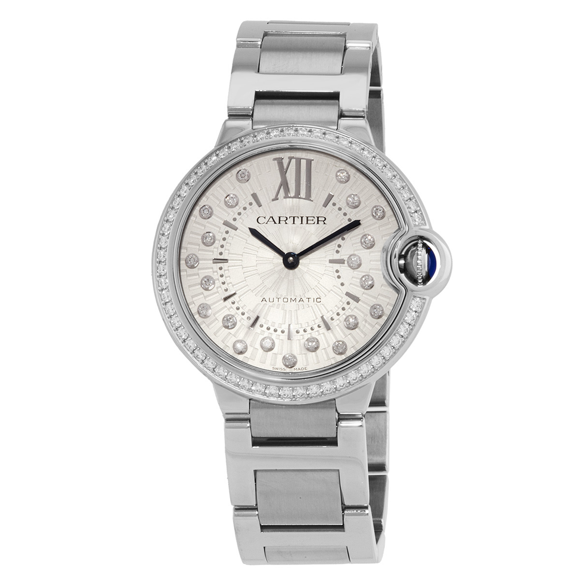 Ballon Bleu Automatic Diamond Silver Dial Ladies Watch