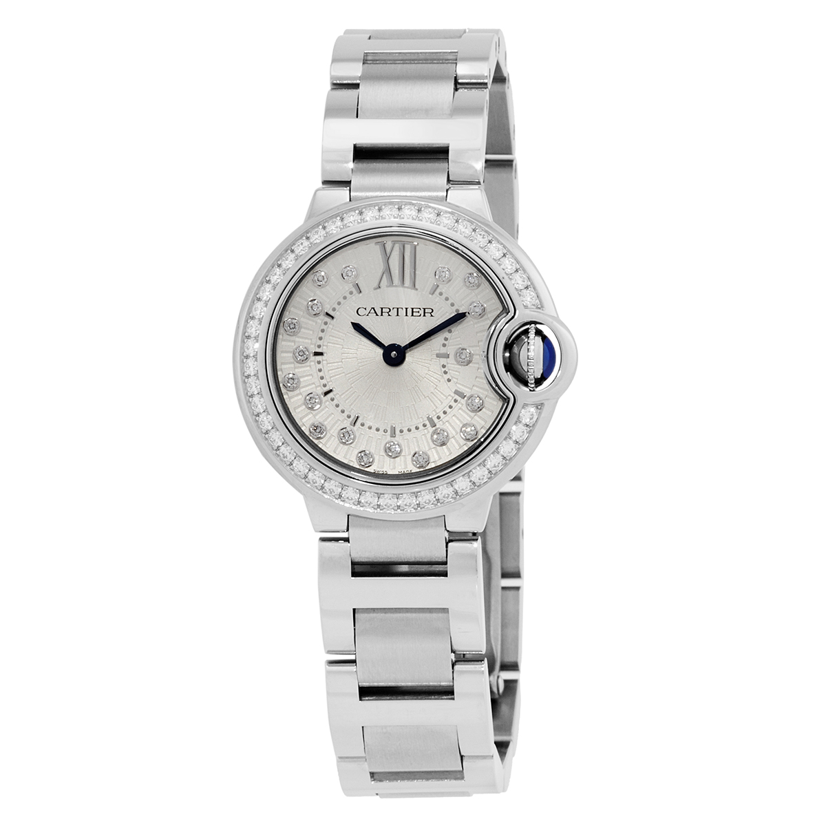 Cartier Ballon Bleu De Cartier Quartz Diamond Silver Dial Ladies Watch W4BB0034