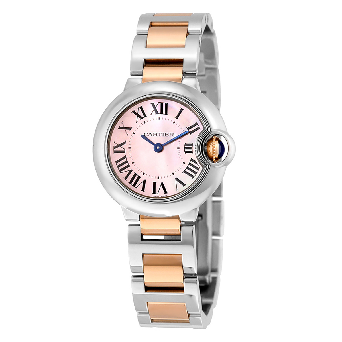 Cartier Ballon Bleu Mother of Pearl Stainless Steel and 18kt Rose Gold Ladies Watch W2BB0009