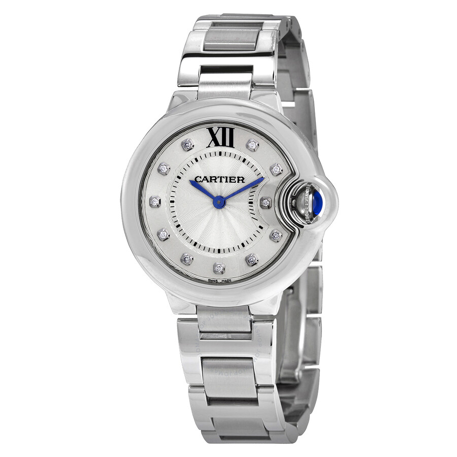 Shop Cartier Ballon Bleu Quartz Diamond Silver Dial Ladies Watch W4bb0020 In Blue / Silver