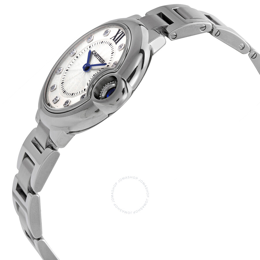 Shop Cartier Ballon Bleu Quartz Diamond Silver Dial Ladies Watch W4bb0020 In Blue / Silver