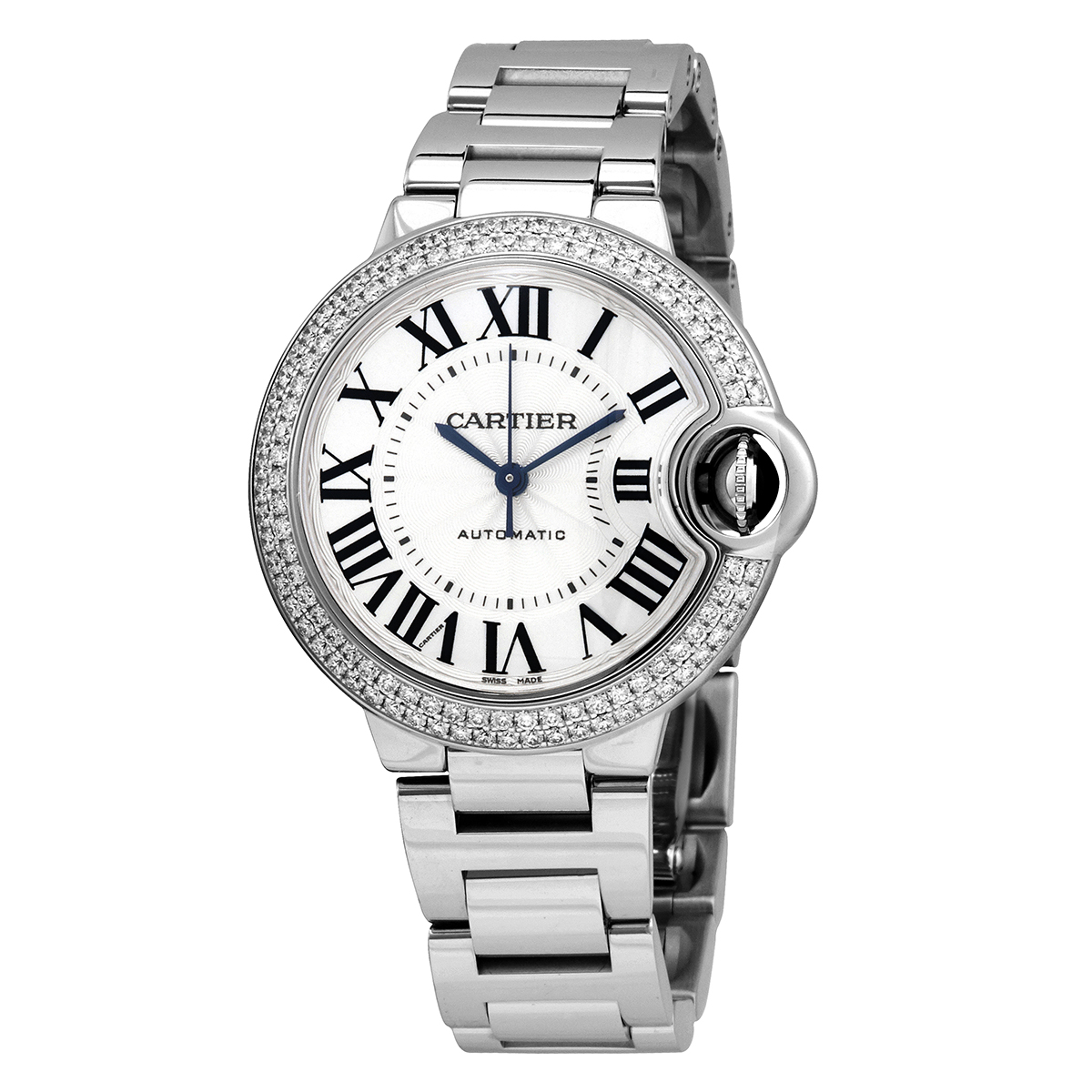 Cartier Ballon Bleu Silver Dial 18kt White Gold Diamond Ladies Watch WE902035