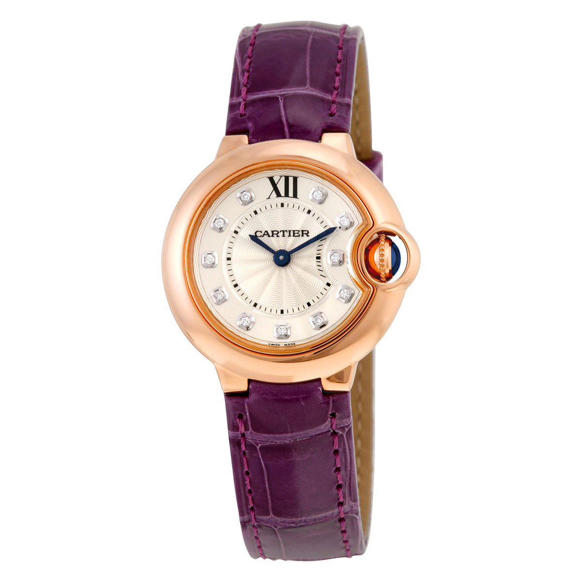 Ballon Bleu Silver Dial Diamond 18kt Rose Gold Ladies Watch