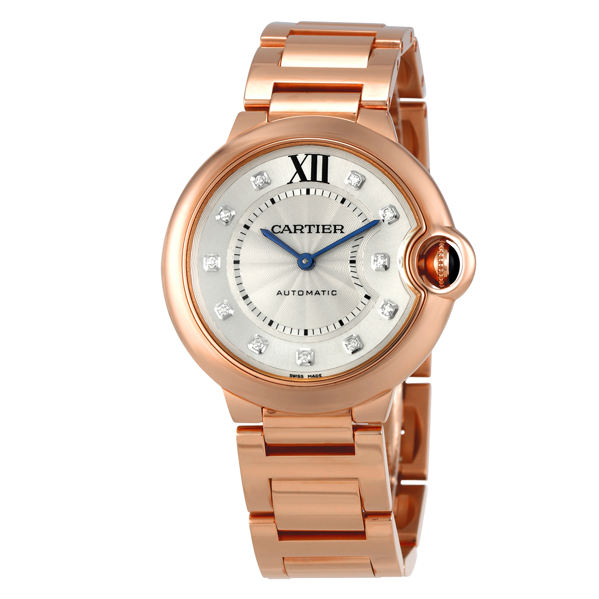 Ballon Bleu Silver Diamond Dial 18kt Rose Gold Unisex Watch