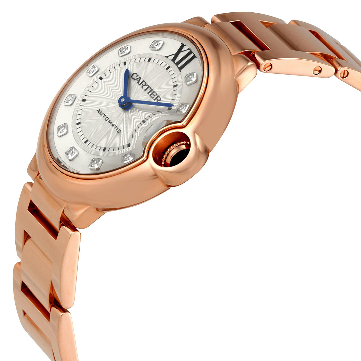 Cartier Ballon Bleu Silver Diamond Dial 18kt Rose Gold Unisex Watch WE902026