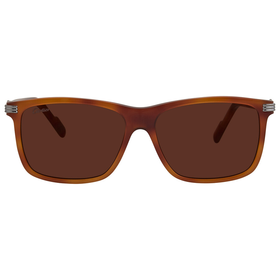 Cartier Premiere De Brown Rectangular Men's Sunglasses Ct0160s 003 57 In Brown
