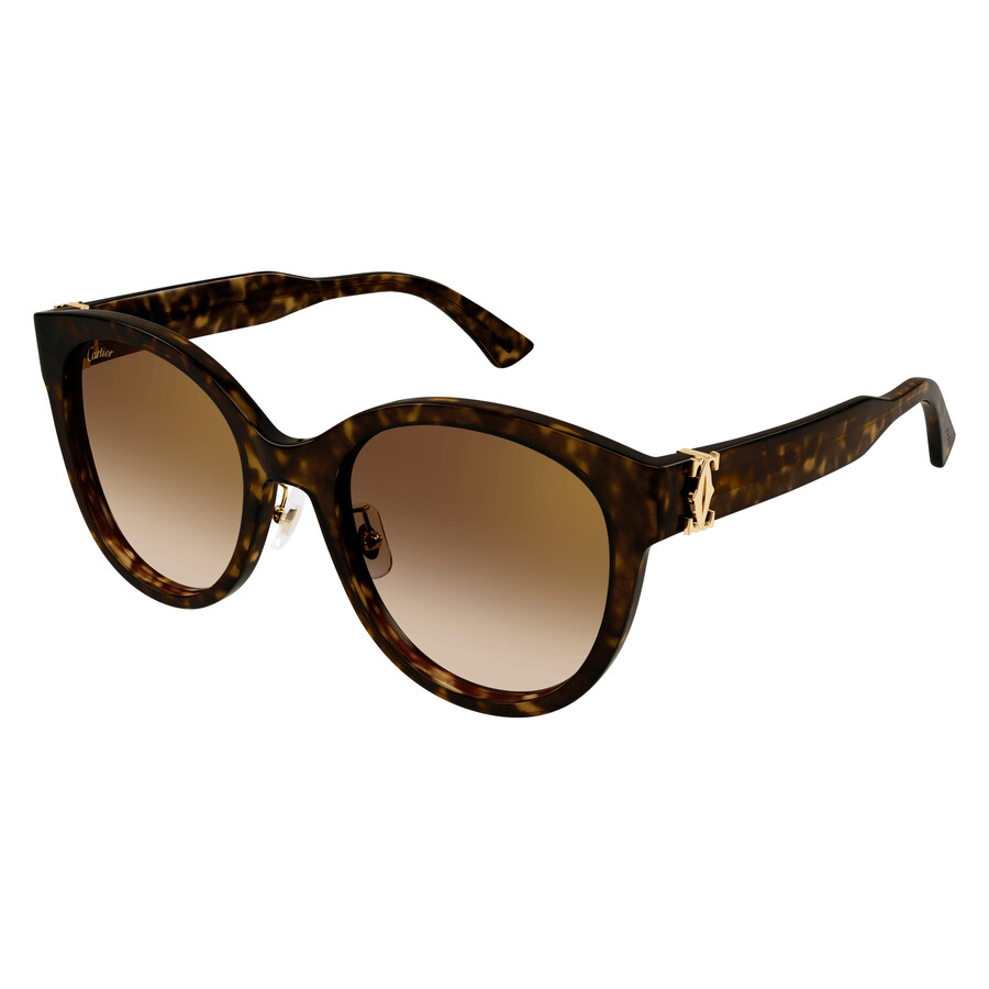 Cartier C Decor Brown Multi Treatment Cat Eye Ladies Sunglasses Ct0438sa 002 56