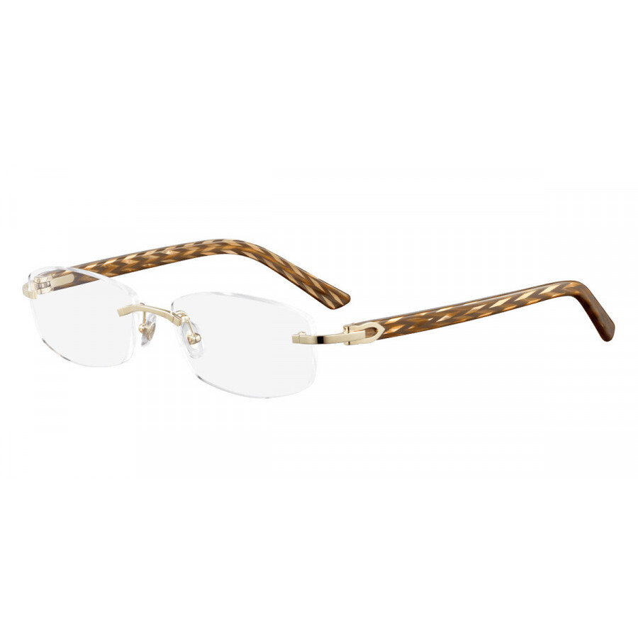 Cartier C Decor Demo Rectangular Unisex Eyeglasses Ct0048o 001 53