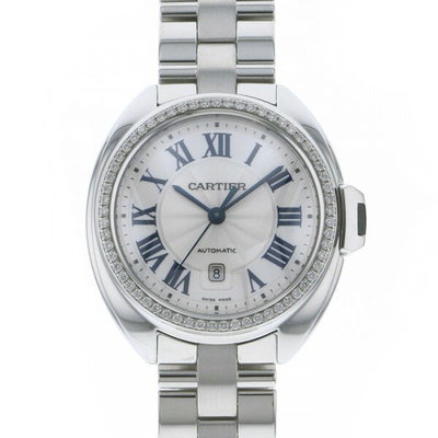 Cartier Cle Flinque Dial 18kt White Gold Ladies Watch WJCL0002