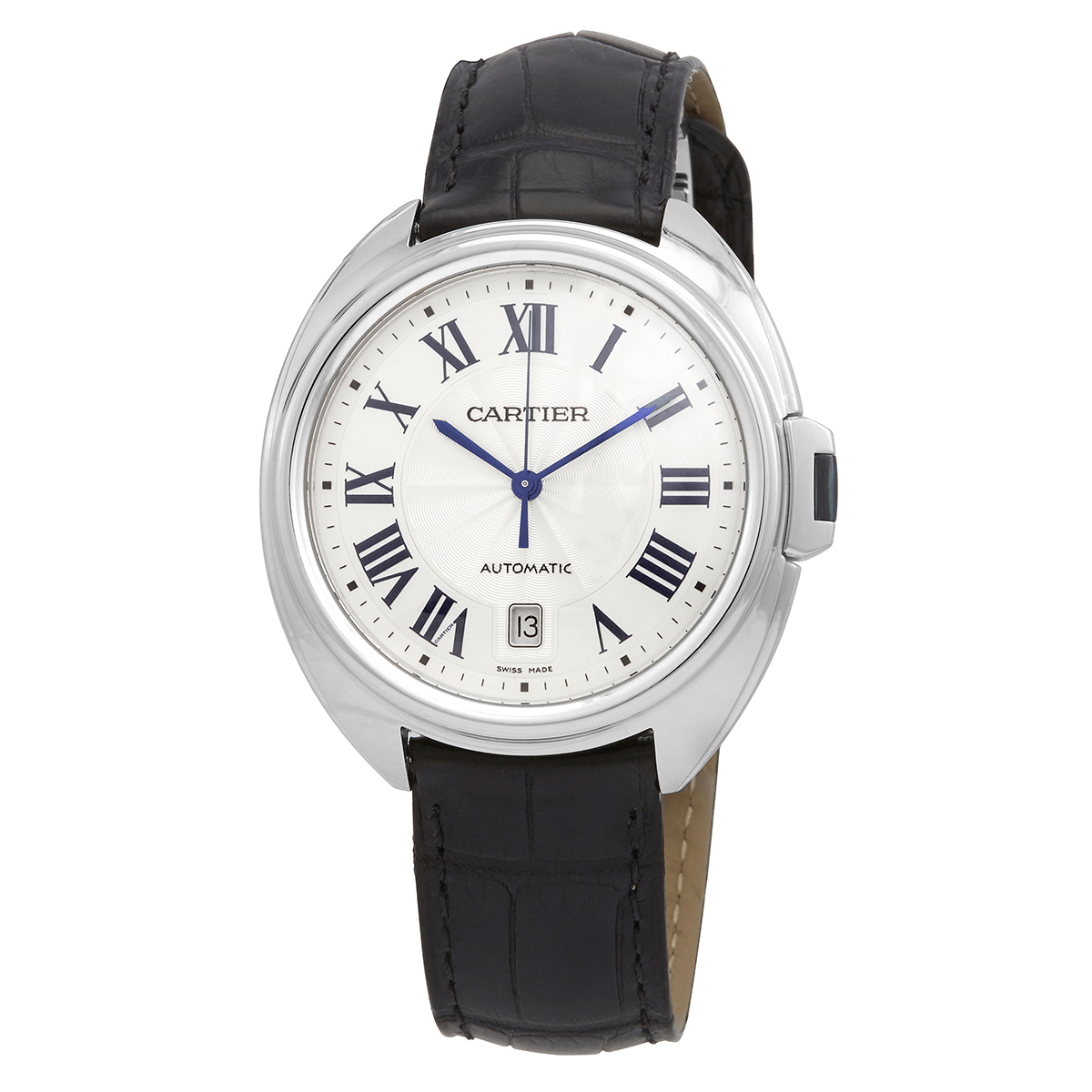 Cartier Cle Silvered Flinque Dial Steel Men's Watch WGCL0005